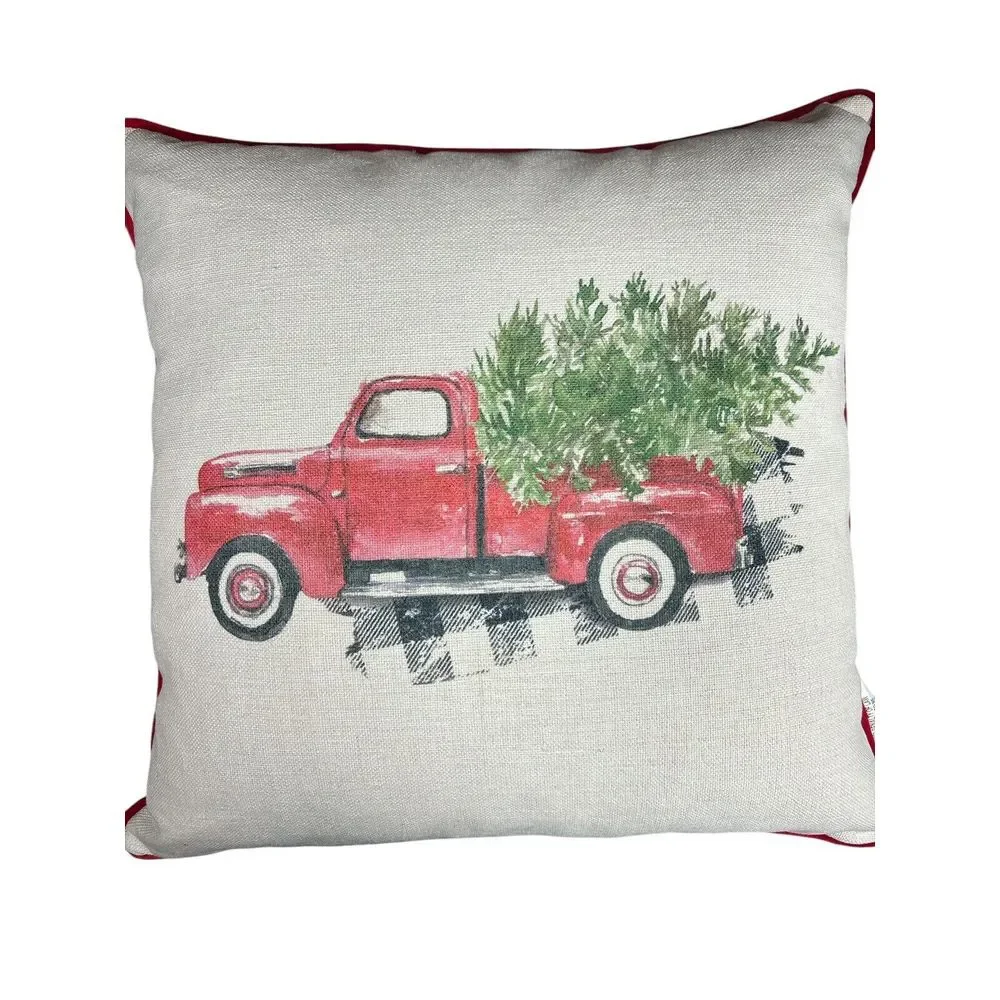 Red Truck Christmas Tree Delivery Pillow • 19